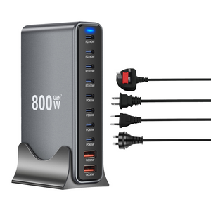 Зображення Блок живлення USB-C зарядний пристрій USB Хаб GaN 800W (800Вт) Швидка Зарядка для ноутбука та телефону PD 140W