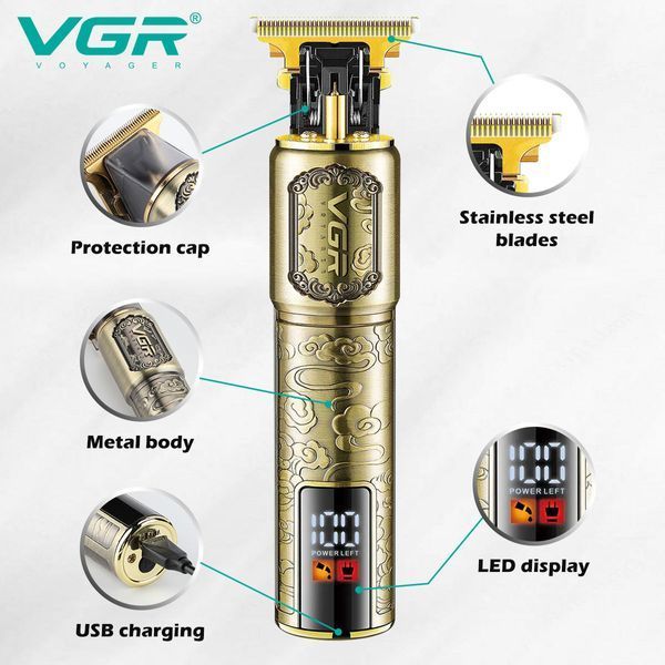 Профессиональный триммер для стрижки бороды и усов VGR V-073 аккумуляторный с насадками